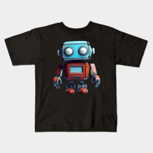 Retro Kid's Toy Robot -blue and red- 3D Character Design Kids T-Shirt